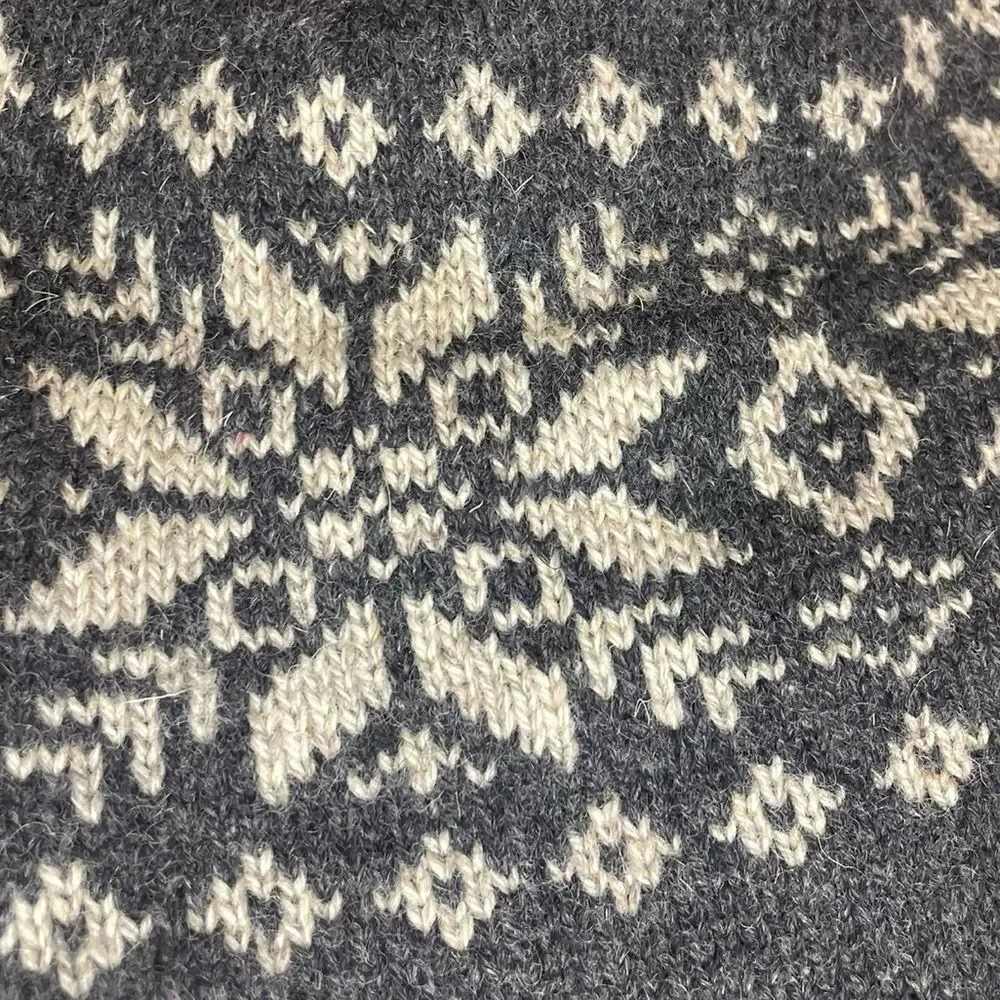 Berkshire Vintage Wool Blend Winter Hat Gray Cream Fair Isle Womens One Size New